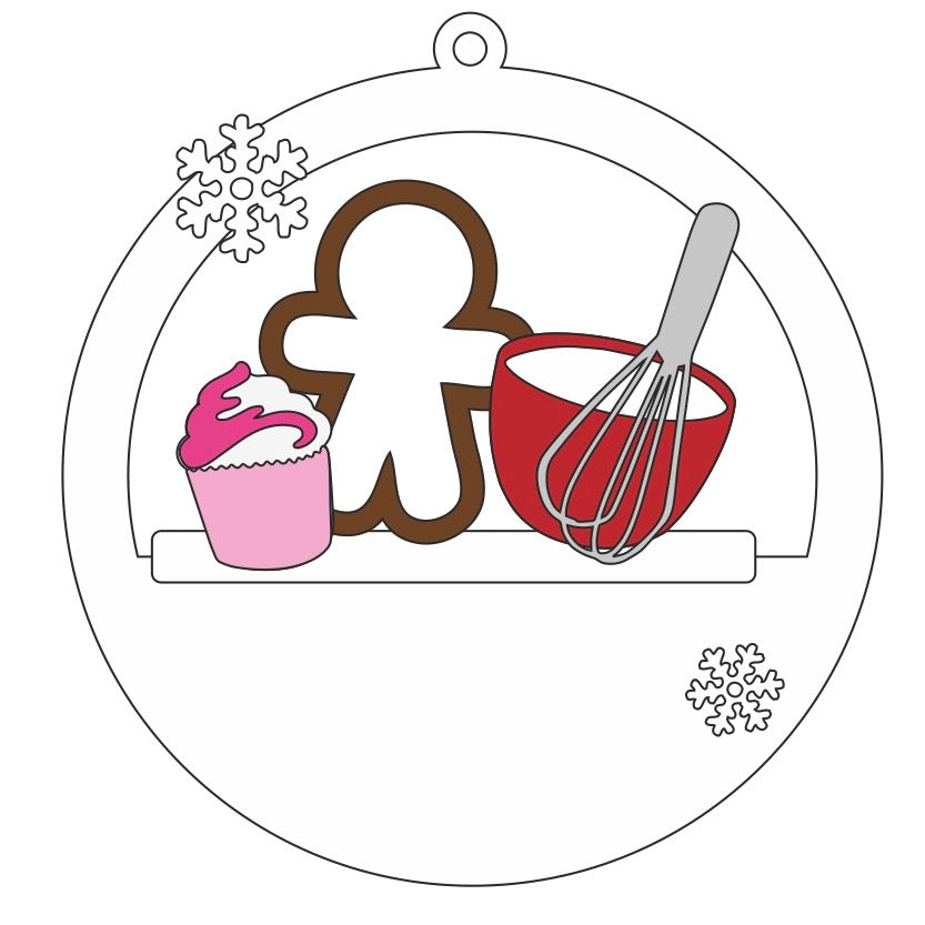CH395 - MDF Christmas 3D layered bauble - Gingerbread Cookie Cutter and Baking - Olifantjie - Wooden - MDF - Lasercut - Blank - Craft - Kit - Mixed Media - UK
