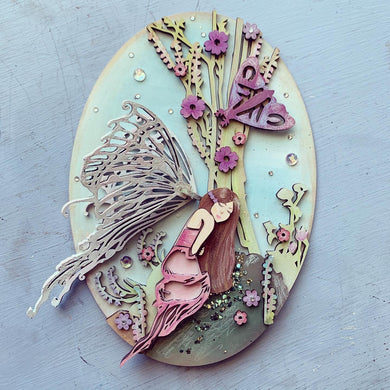 HC105 - MDF 3d Fairy Scene Layered Plaque - Olifantjie - Wooden - MDF - Lasercut - Blank - Craft - Kit - Mixed Media - UK
