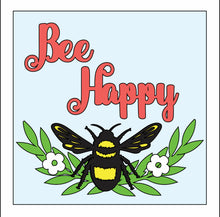 OL3134 - MDF Ladder Insert Tile - Bee Happy - Olifantjie - Wooden - MDF - Lasercut - Blank - Craft - Kit - Mixed Media - UK