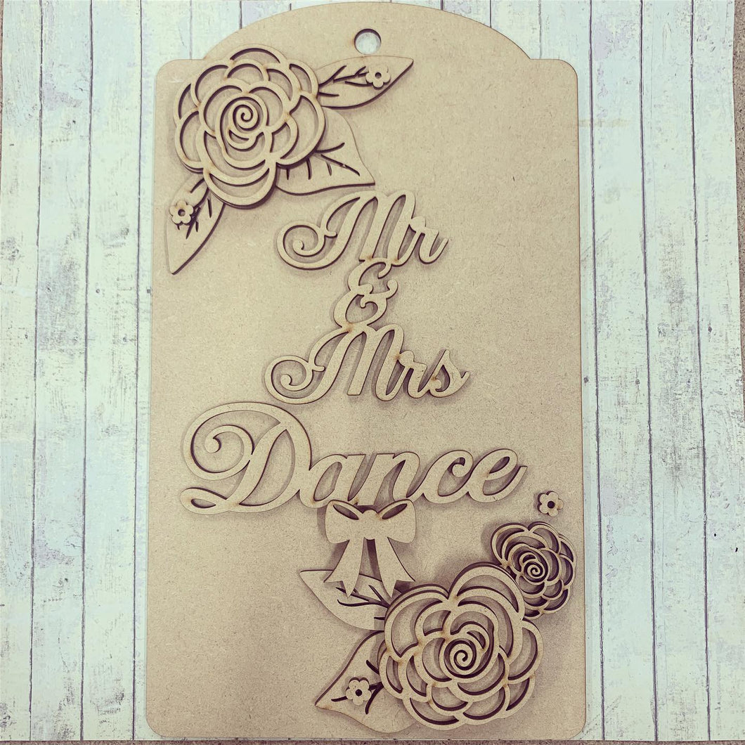 DT002 - MDF Large Hanging Door Tag / Luggage Label - Floral Theme - Olifantjie - Wooden - MDF - Lasercut - Blank - Craft - Kit - Mixed Media - UK