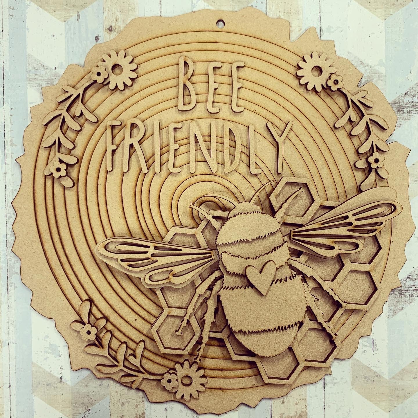 Hc098 - Mdf Layered ‘bee Friendly’ Plaque – Olifantjie