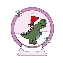 OL2510 - MDF Dinosaur 6 Christmas Bauble Snow Globe - Olifantjie - Wooden - MDF - Lasercut - Blank - Craft - Kit - Mixed Media - UK