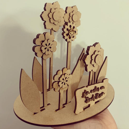 OL451 - MDF 3D Family Flowers Kit - Olifantjie - Wooden - MDF - Lasercut - Blank - Craft - Kit - Mixed Media - UK