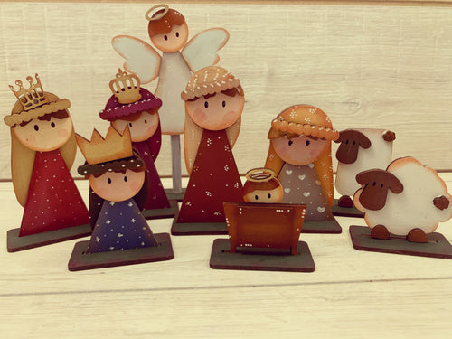 CH220 - MDF set of 9 Freestanding Nativity Figures - Olifantjie - Wooden - MDF - Lasercut - Blank - Craft - Kit - Mixed Media - UK