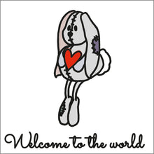 OL1601 - MDF ‘Welcome to the World’ Nursery Doodle Kit - Stuffed Bunny Toy - Olifantjie - Wooden - MDF - Lasercut - Blank - Craft - Kit - Mixed Media - UK