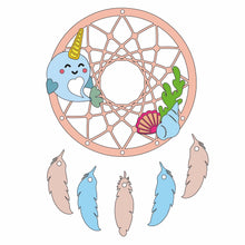 DC059 - MDF Narwhal Dream Catcher - with Initials, Name or Wording - Olifantjie - Wooden - MDF - Lasercut - Blank - Craft - Kit - Mixed Media - UK
