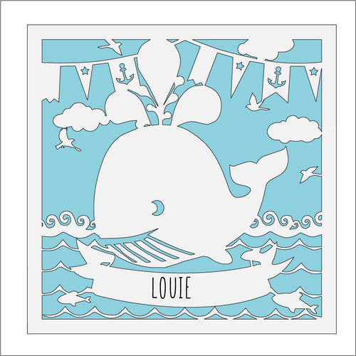 OL532 - MDF Personalised Whale Frame Insert or Hanging Plaque with optional backing - Olifantjie - Wooden - MDF - Lasercut - Blank - Craft - Kit - Mixed Media - UK