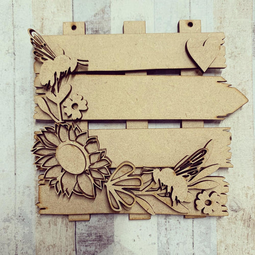 OL875 - MDF Small Floral Plank Layered sign - Sunflower - Olifantjie - Wooden - MDF - Lasercut - Blank - Craft - Kit - Mixed Media - UK