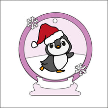 OL2501 - MDF Penguin 3 Christmas Bauble Snow Globe - Olifantjie - Wooden - MDF - Lasercut - Blank - Craft - Kit - Mixed Media - UK