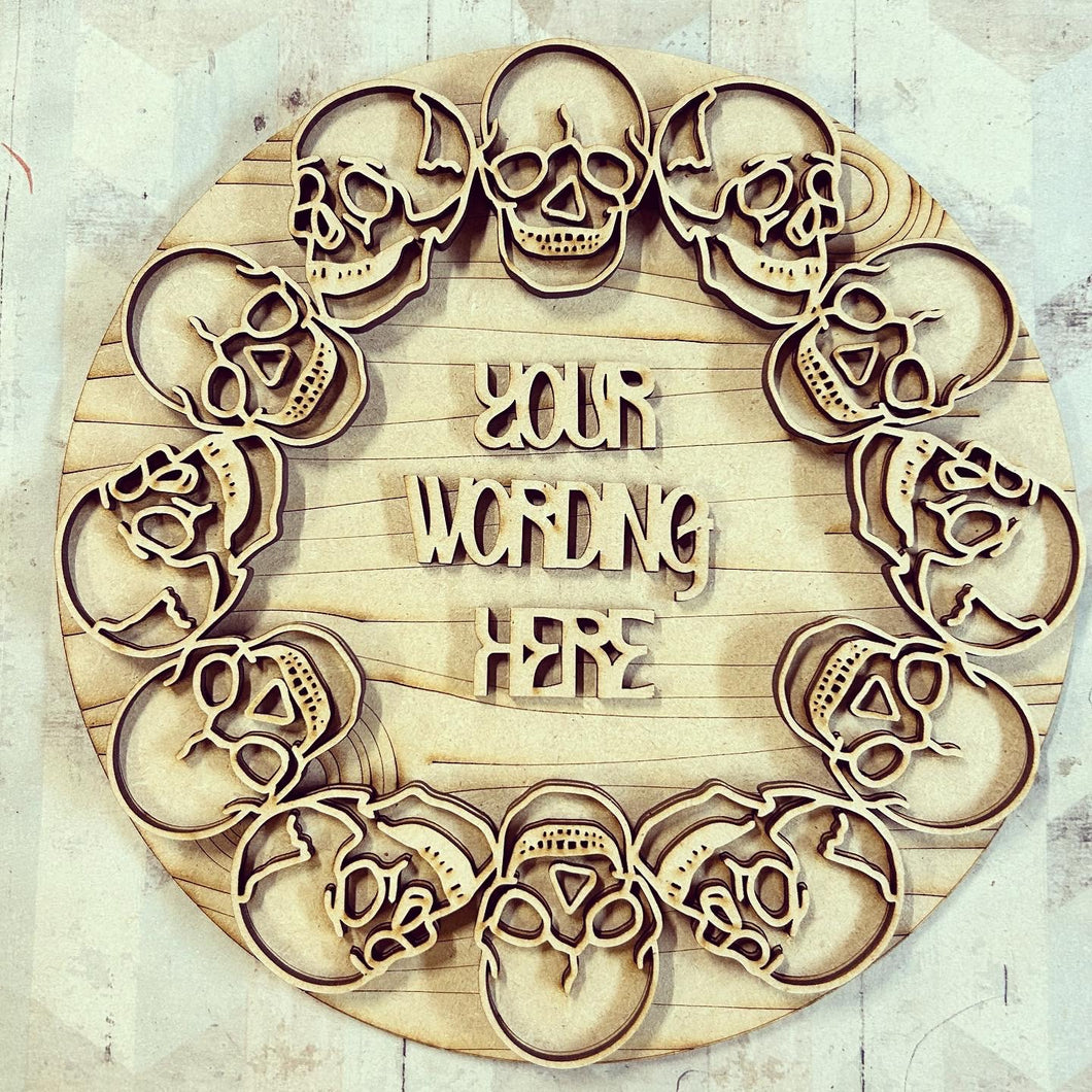 OL3027 - MDF Skull Doodle Mandala With Backing and Wording of choice (or Initial and name) - Olifantjie - Wooden - MDF - Lasercut - Blank - Craft - Kit - Mixed Media - UK