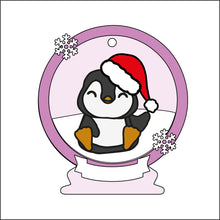 OL2499 - MDF Penguin 1 Christmas Bauble Snow Globe - Olifantjie - Wooden - MDF - Lasercut - Blank - Craft - Kit - Mixed Media - UK