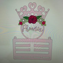 BH039 - MDF Tiara Themed - Medal / Bow Holder - 4 flower choices - Olifantjie - Wooden - MDF - Lasercut - Blank - Craft - Kit - Mixed Media - UK