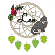 DC077 - MDF Doodle Dinosaur Style 4 Dream Catcher - with Initials, Name or Wording - Olifantjie - Wooden - MDF - Lasercut - Blank - Craft - Kit - Mixed Media - UK