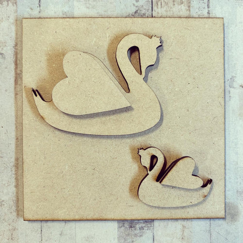 OL3093 - MDF Ladder Insert Tile - Swans - Olifantjie - Wooden - MDF - Lasercut - Blank - Craft - Kit - Mixed Media - UK