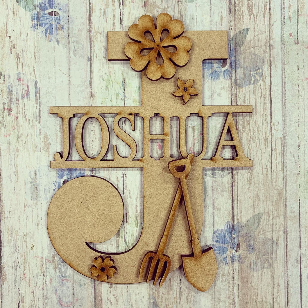 FL002 - MDF Gardening Personalised Split Letter - Olifantjie - Wooden - MDF - Lasercut - Blank - Craft - Kit - Mixed Media - UK