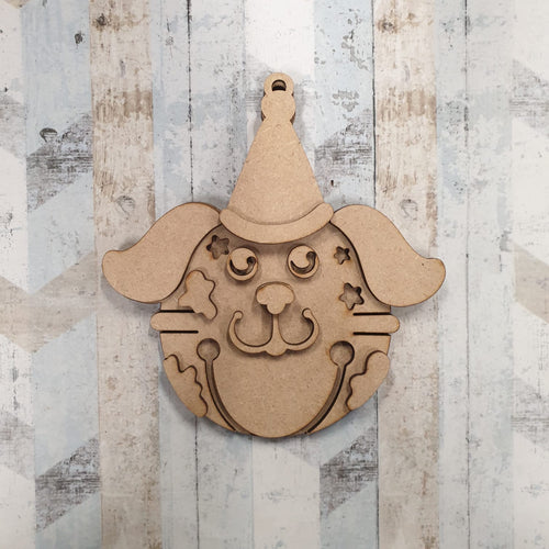 SJ388 - MDF Sarah Jane Dog Jingle Bell Bauble - Olifantjie - Wooden - MDF - Lasercut - Blank - Craft - Kit - Mixed Media - UK