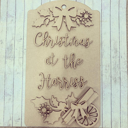 DT005 - MDF Large Hanging Door Tag / Luggage - Christmas Splash - Olifantjie - Wooden - MDF - Lasercut - Blank - Craft - Kit - Mixed Media - UK