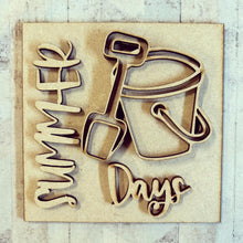 OL3063 - MDF Ladder Insert Tile - Summer Days Bucket Spade - Olifantjie - Wooden - MDF - Lasercut - Blank - Craft - Kit - Mixed Media - UK