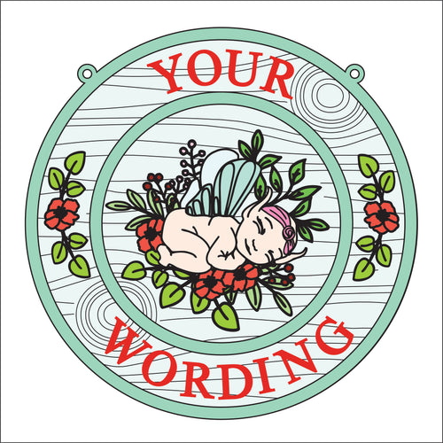 OL2803 - MDF Flower Fairy Doodles Farmhouse Framed Circle  Plaque - Your wording - Olifantjie - Wooden - MDF - Lasercut - Blank - Craft - Kit - Mixed Media - UK