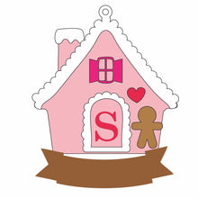 OL1128 - MDF Hanging Initial Gingerbread House Bauble  - optional add on banner - Olifantjie - Wooden - MDF - Lasercut - Blank - Craft - Kit - Mixed Media - UK