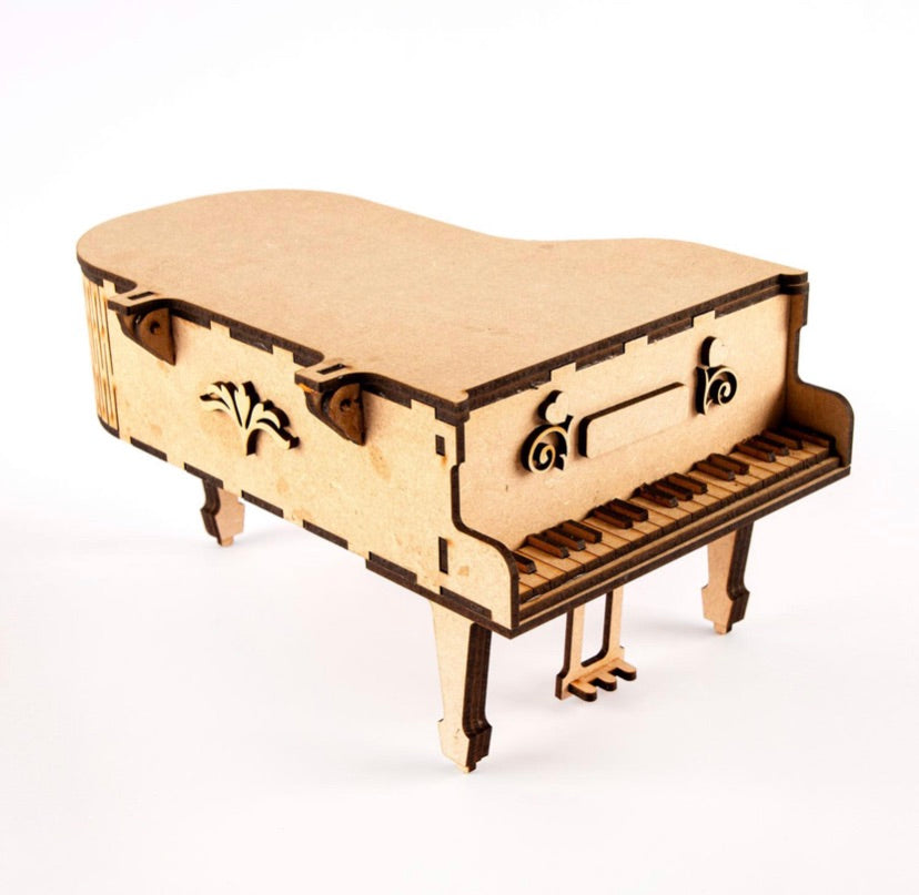 HC063 - MDF Grand Piano - Olifantjie - Wooden - MDF - Lasercut - Blank - Craft - Kit - Mixed Media - UK