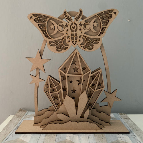 OL978 - MDF Freestanding Crystal Moon Set - Olifantjie - Wooden - MDF - Lasercut - Blank - Craft - Kit - Mixed Media - UK