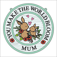 OL2805 - MDF Bunny Doodles Farmhouse Framed Circular Personalised Plaque - Olifantjie - Wooden - MDF - Lasercut - Blank - Craft - Kit - Mixed Media - UK