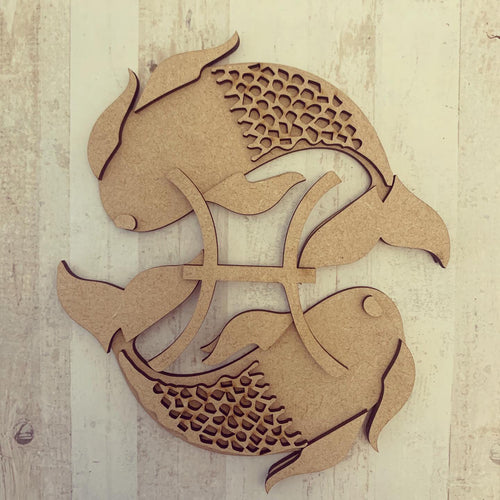 SJ203 - MDF Zodiac various sizes - Pisces - Olifantjie - Wooden - MDF - Lasercut - Blank - Craft - Kit - Mixed Media - UK