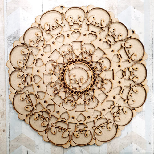 OL648 - MDF Panda Mandala - with Optional Backing - Olifantjie - Wooden - MDF - Lasercut - Blank - Craft - Kit - Mixed Media - UK