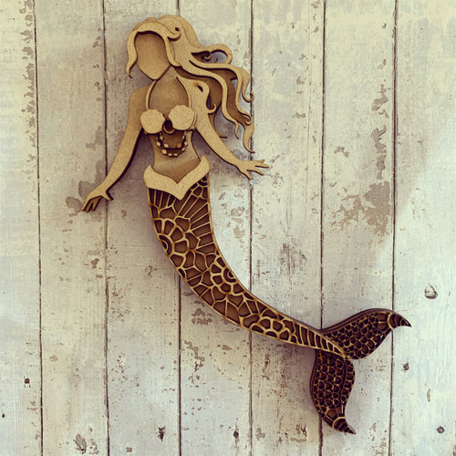 SJ310 - MDF Mandala Mermaid Craft Kit - Olifantjie - Wooden - MDF - Lasercut - Blank - Craft - Kit - Mixed Media - UK
