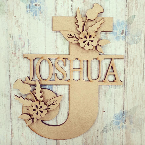 FL015 - Thistle MDF Personalised Split Letter - Olifantjie - Wooden - MDF - Lasercut - Blank - Craft - Kit - Mixed Media - UK