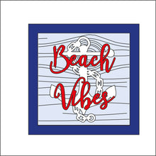 OL628  - MDF Square ‘Beach Vibes ’ Anchor driftwood sign - Olifantjie - Wooden - MDF - Lasercut - Blank - Craft - Kit - Mixed Media - UK