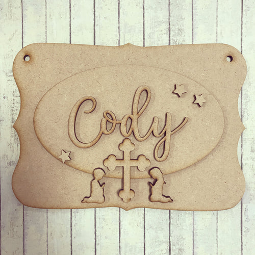 OP038 - MDF Cross Themed Personalised Plaque - Olifantjie - Wooden - MDF - Lasercut - Blank - Craft - Kit - Mixed Media - UK