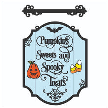 OL2336 - MDF Farmhouse Doodle Halloween - Hanging Sign Layered Plaque - Pumpkin Sweets - Olifantjie - Wooden - MDF - Lasercut - Blank - Craft - Kit - Mixed Media - UK