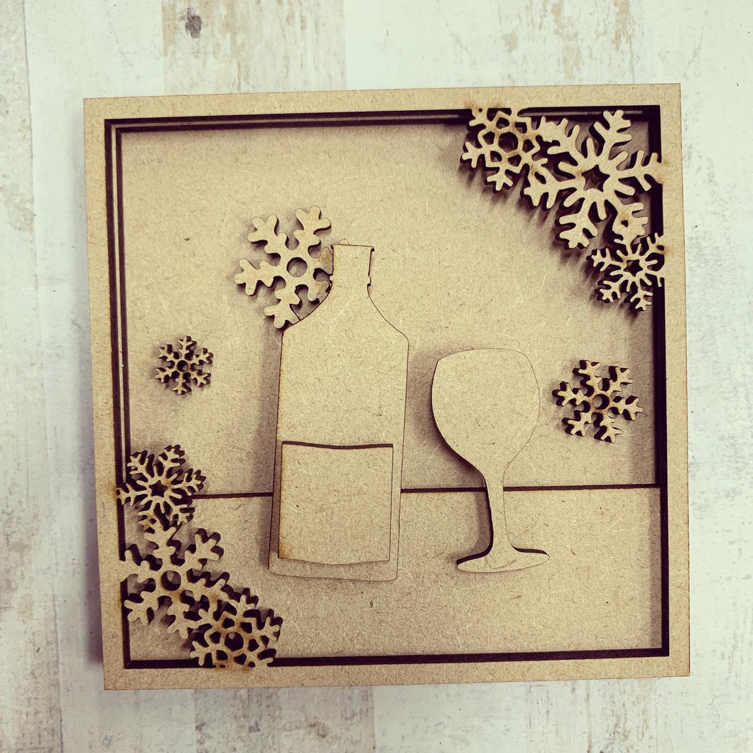 LH011 - MDF Gin Frame Square 3D Plaque - Two Sizes - Olifantjie - Wooden - MDF - Lasercut - Blank - Craft - Kit - Mixed Media - UK