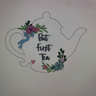 Sale OL698 - MDF Personalised (upto 3 lines) Large Floral Traditional Teapot - Pretty floral - Olifantjie - Wooden - MDF - Lasercut - Blank - Craft - Kit - Mixed Media - UK