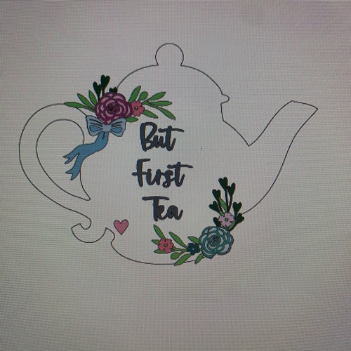 OL698 - MDF Personalised (upto 3 lines) Large Floral Traditional Teapot - Pretty floral - Olifantjie - Wooden - MDF - Lasercut - Blank - Craft - Kit - Mixed Media - UK