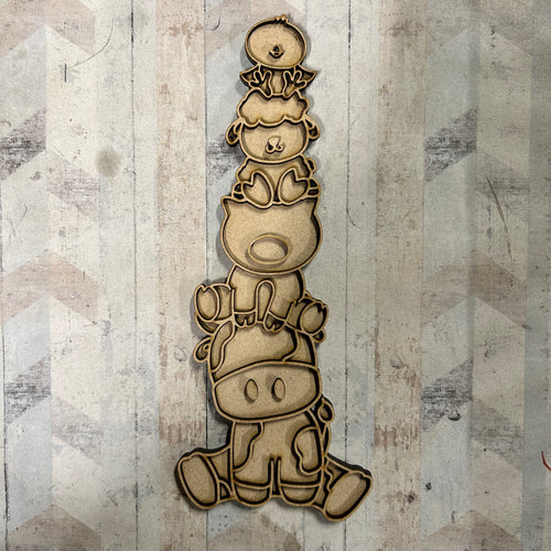 OL2903 - MDF doodle stacked farm animals - Olifantjie - Wooden - MDF - Lasercut - Blank - Craft - Kit - Mixed Media - UK