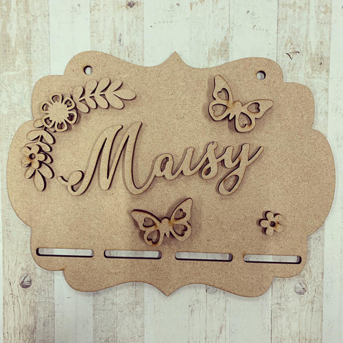 BH029 - MDF Butterfly Themed - Medal / Bow Holder - Personalised & Choice of Shape - Olifantjie - Wooden - MDF - Lasercut - Blank - Craft - Kit - Mixed Media - UK