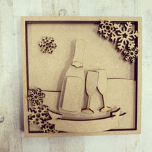 LH020 - MDF Prosecco Frame Square 3D Plaque - Two Sizes - Olifantjie - Wooden - MDF - Lasercut - Blank - Craft - Kit - Mixed Media - UK