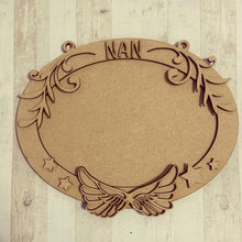 OV007 - MDF Oval Angel Wing Flower  Themed Photo Frame With Hanging - Olifantjie - Wooden - MDF - Lasercut - Blank - Craft - Kit - Mixed Media - UK