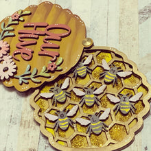 OL618 - MDF ‘Our Hive’ layered plaque with spinning lid - Olifantjie - Wooden - MDF - Lasercut - Blank - Craft - Kit - Mixed Media - UK