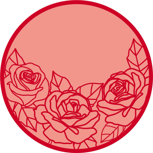 OL1015 - MDF Circle Plaque - Rose Theme - Olifantjie - Wooden - MDF - Lasercut - Blank - Craft - Kit - Mixed Media - UK
