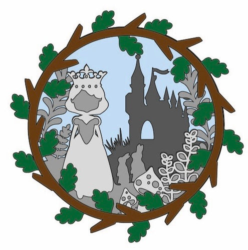 OL474 - MDF Layered Woodland Princess Plaque - Olifantjie - Wooden - MDF - Lasercut - Blank - Craft - Kit - Mixed Media - UK