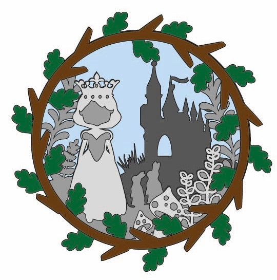 OL474 - MDF Layered Woodland Princess Plaque - Olifantjie - Wooden - MDF - Lasercut - Blank - Craft - Kit - Mixed Media - UK