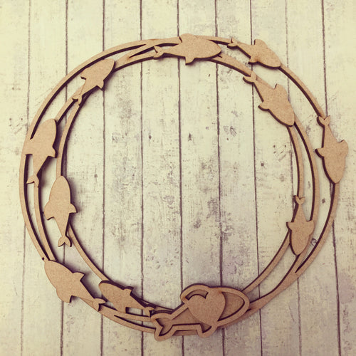 W029 - MDF Fish in Sea Wreath - Olifantjie - Wooden - MDF - Lasercut - Blank - Craft - Kit - Mixed Media - UK