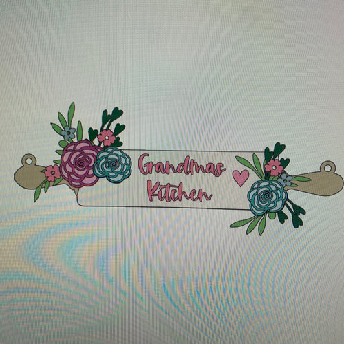 OL700 - MDF Personalised Floral Rolling Pin - Pretty - Olifantjie - Wooden - MDF - Lasercut - Blank - Craft - Kit - Mixed Media - UK
