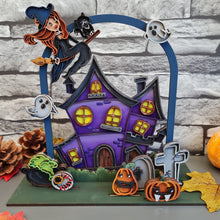 OL2095  - MDF Halloween Freestanding 3d Haunted House doodle kit unpainted! - Olifantjie - Wooden - MDF - Lasercut - Blank - Craft - Kit - Mixed Media - UK