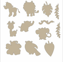 OL2860 - MDF Set 12 shapes - Jungle Theme - Olifantjie - Wooden - MDF - Lasercut - Blank - Craft - Kit - Mixed Media - UK