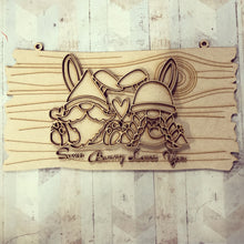 Ol2817 - MDF Easter / Valentines Gnome Doodles - Plank ‘Some Bunny Loves You’ - Male and Female - Olifantjie - Wooden - MDF - Lasercut - Blank - Craft - Kit - Mixed Media - UK